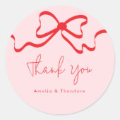 Sticker Rond Mariage moderne de Bow rouge rose (Devant)