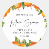 Sticker Rond Mariage Moderne d'Été Oranges Citron Citrus (Devant)