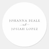 Sticker Rond Mariage Moderne Écriture Minimaliste (Devant)