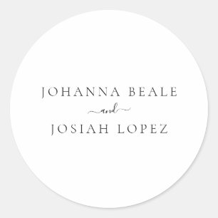 Sticker Rond Mariage Moderne Écriture Minimaliste