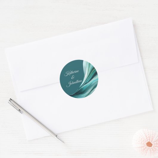 Sticker Rond Mariage moderne - Emerald Green- (Enveloppe)