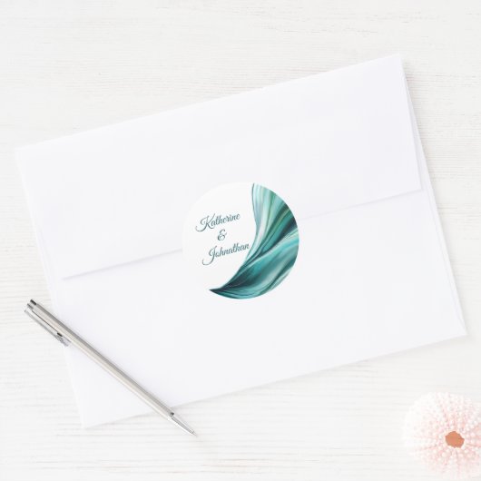 Sticker Rond Mariage moderne - Emerald Green- (Enveloppe)