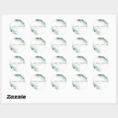 Sticker Rond Mariage moderne Emerald Green Aqua Silver Agate (Feuille)