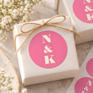 Sticker Rond Mariage moderne en gras rose vif