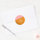 Sticker Rond Mariage Moderne Géométrique Rose Orange (Enveloppe)