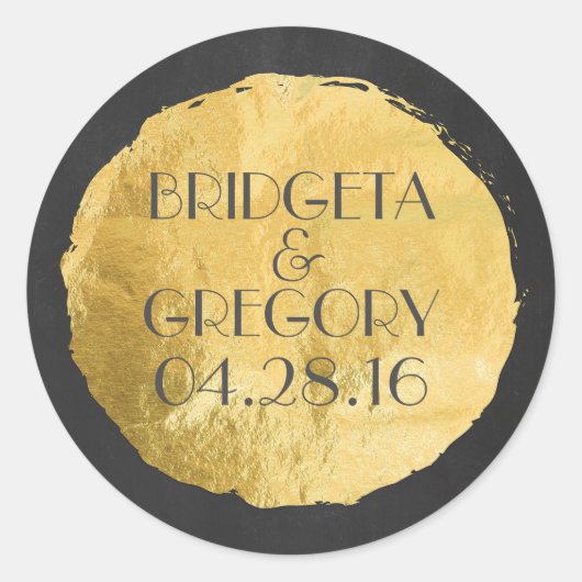 Sticker Rond Mariage moderne Gold Foil (Devant)