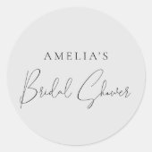 Sticker Rond Mariage Moderne Gris Fête de Mariée Classique Rond (Devant)