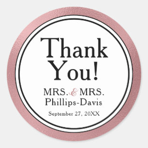 Sticker Rond Mariage Moderne LGBTQ Rose Gold Classique Remercie