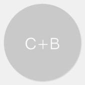Sticker Rond Mariage moderne monogramme gris (Devant)