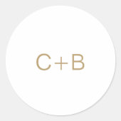 Sticker Rond Mariage Moderne Monogramme Or (Devant)