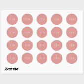 Sticker Rond Mariage Moderne Monogramme Rose Corail Élégant (Feuille)