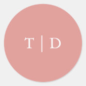 Sticker Rond Mariage Moderne Monogramme Rose Corail Élégant (Devant)