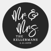 Sticker Rond Mariage Moderne Noir (Devant)