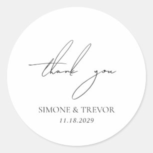 Sticker Rond Mariage Moderne Noir et Blanc Élégant