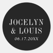 Sticker Rond Mariage Moderne Noir Gras (Devant)