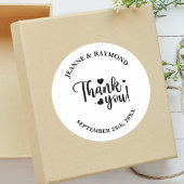Sticker Rond Mariage moderne personnalisé Merci de script blanc