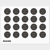 Sticker Rond Mariage moderne personnalisé noir et or (Feuille)