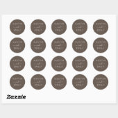 Sticker Rond Mariage moderne personnalisé Tan blanc (Feuille)