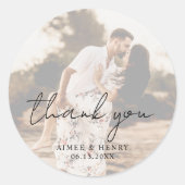 Sticker Rond Mariage Moderne Photo Écriture Rustique (Devant)