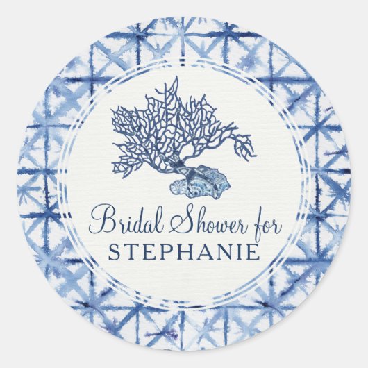 Sticker Rond Mariage moderne poussiéreux bleu et blanc Shower (Devant)