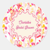 Sticker Rond Mariage Moderne Rétro Abstrait Vague Rose (Devant)