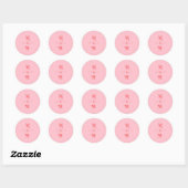 Sticker Rond Mariage Moderne Rétro Monogramme Rose et Rouge (Feuille)