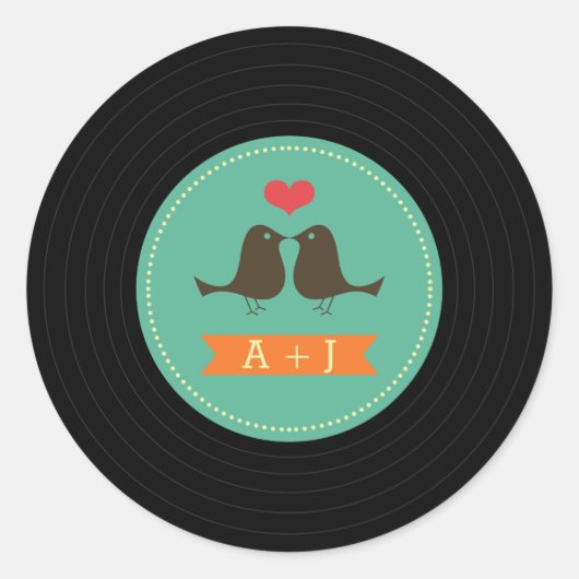 Sticker Rond Mariage moderne Retro Vinyl Record (Devant)