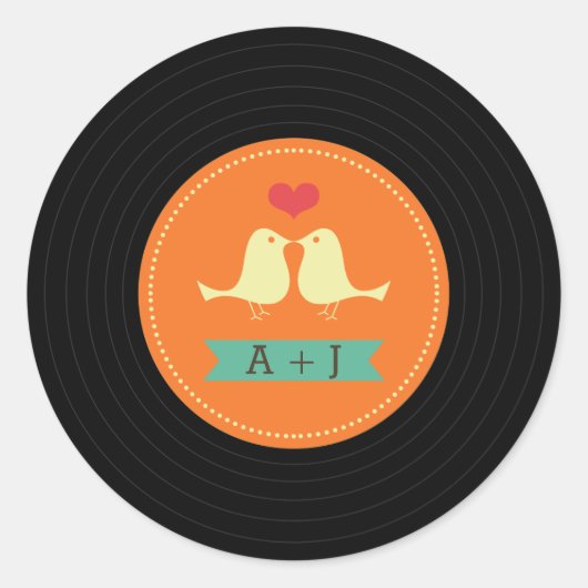 Sticker Rond Mariage moderne Retro Vinyl Record (Devant)