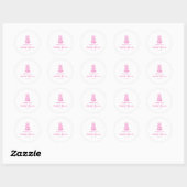 Sticker Rond Mariage Moderne Rose Dessiné à la Main (Feuille)