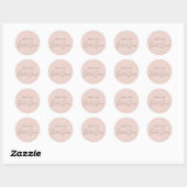 Sticker Rond Mariage Moderne Rose Pâle Shower  (Feuille)