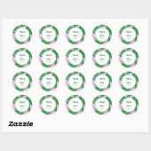Sticker Rond Mariage moderne rose + palmier vert (Feuille)