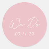 Sticker Rond Mariage moderne rose simple (Devant)