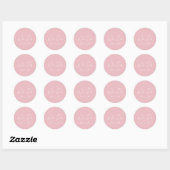 Sticker Rond Mariage moderne rose simple (Feuille)