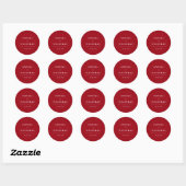 Sticker Rond Mariage moderne rouge & blanc minimal élégant (Feuille)