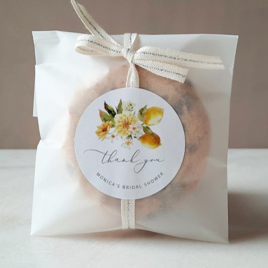 Sticker Rond Mariage moderne sous le thème citron