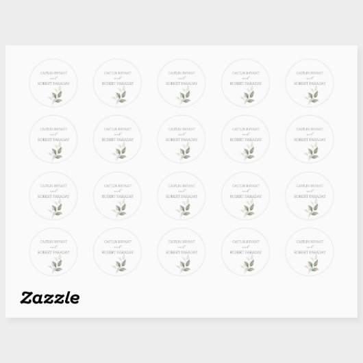 Sticker Rond Mariage moderne verdure (Feuille)
