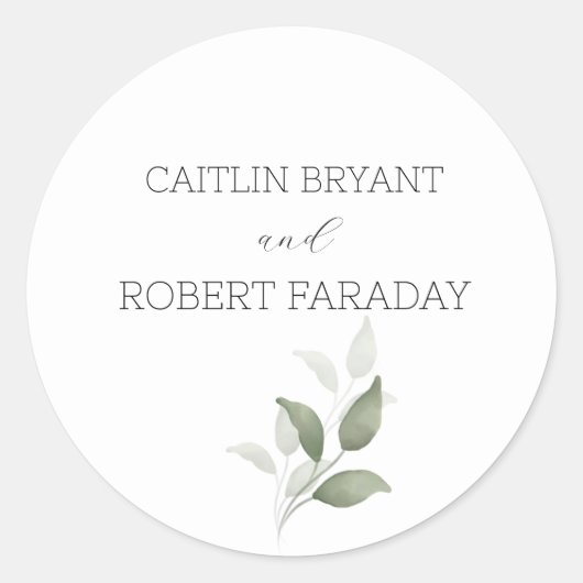 Sticker Rond Mariage moderne verdure (Devant)