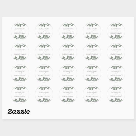 Sticker Rond Mariage moderne verdure (Feuille)