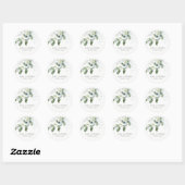 STICKER ROND MARIAGE MODERNE VERT EUCALYPTUS FOLIAGE EAU COULEU (Feuille)