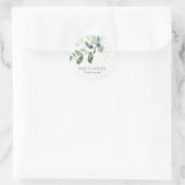 STICKER ROND MARIAGE MODERNE VERT EUCALYPTUS FOLIAGE EAU COULEU (Sac)