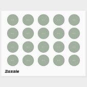 Sticker Rond Mariage Moderne Vert Sauge Simple Monogramme (Feuille)