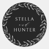 Sticker Rond Mariage moderne Victorien Monochrome de verdure (Devant)