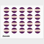 Sticker Rond Mariage moderne violet et or marbre Abstrait (Feuille)