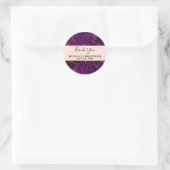 Sticker Rond Mariage moderne violet et or marbre Abstrait (Sac)