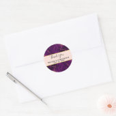 Sticker Rond Mariage moderne violet et or marbre Abstrait (Enveloppe)