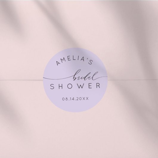 Sticker Rond Mariage Moderne Violet Lilas
