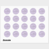 Sticker Rond Mariage Moderne Violet Lilas (Feuille)