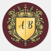 Sticker Rond Mariage Monogram Crest Gold (Devant)