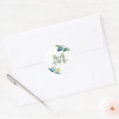 Sticker Rond Mariage monogrammé à eucalyptus vert (Enveloppe)