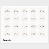 Sticker Rond Mariage Monogramme Ampersand Script Ivoire (Feuille)